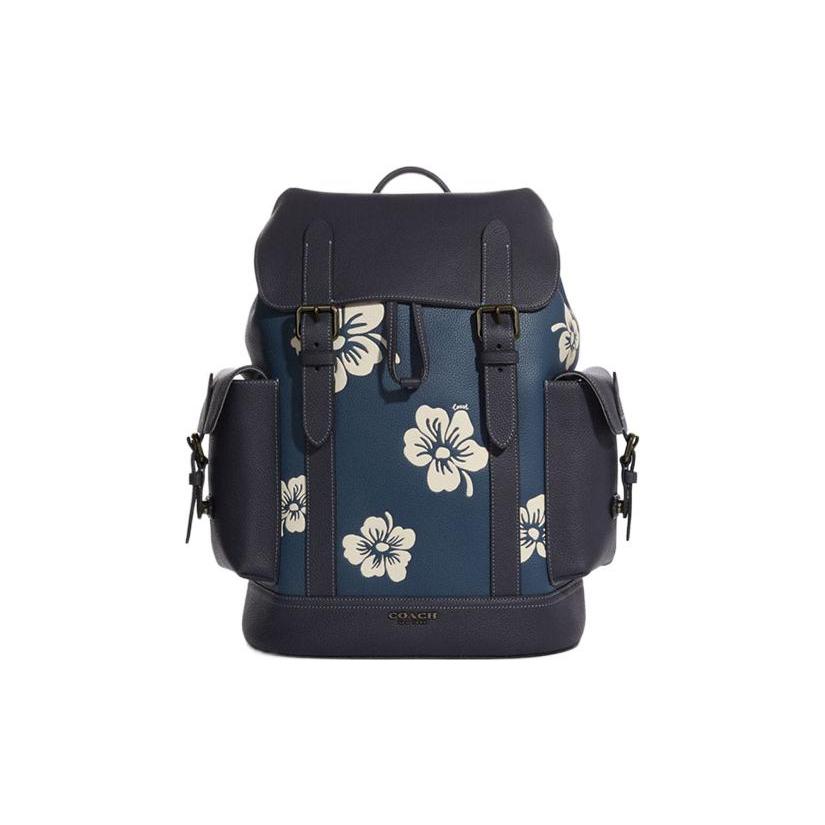 New COACH Hudson Pebbled Leather Backpack Tubas Men's Denim Blue C9967-QBUCU