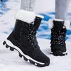 Fashion High-top Boots Women's Fur-lined Snow Boots Warm Cotton Shoes Winter Outdoor Hiking Sneakers Plush Walking Shoes