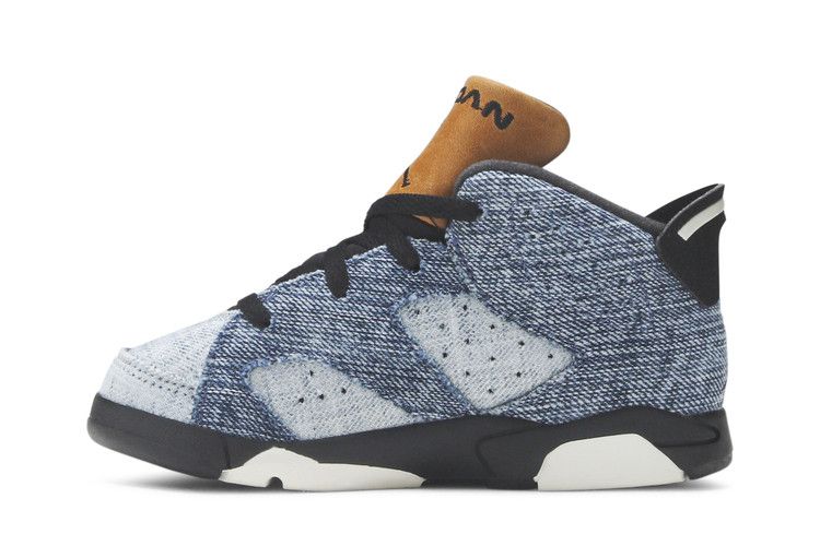 Kids' Sneakers Nike Jordan 6 Retro Washed Denim (TD) Washed Denim/Sail-Varsity Red-Black
