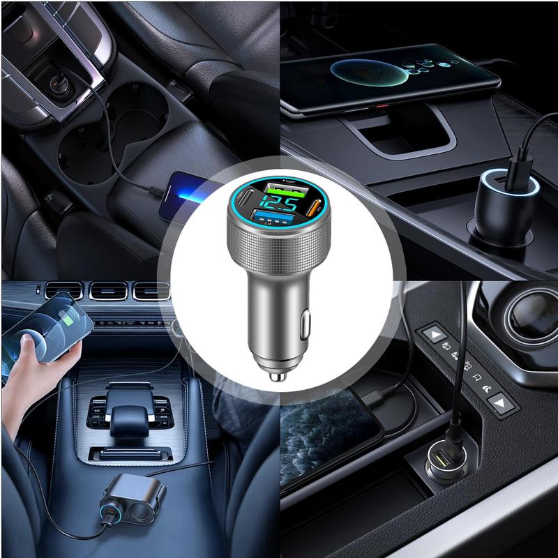 Car USB Charger Multi Port 4 Port Auto Charger Adapter PD QC LED Digital Display Fast Charging Car Phone Charger For SUV Sedan