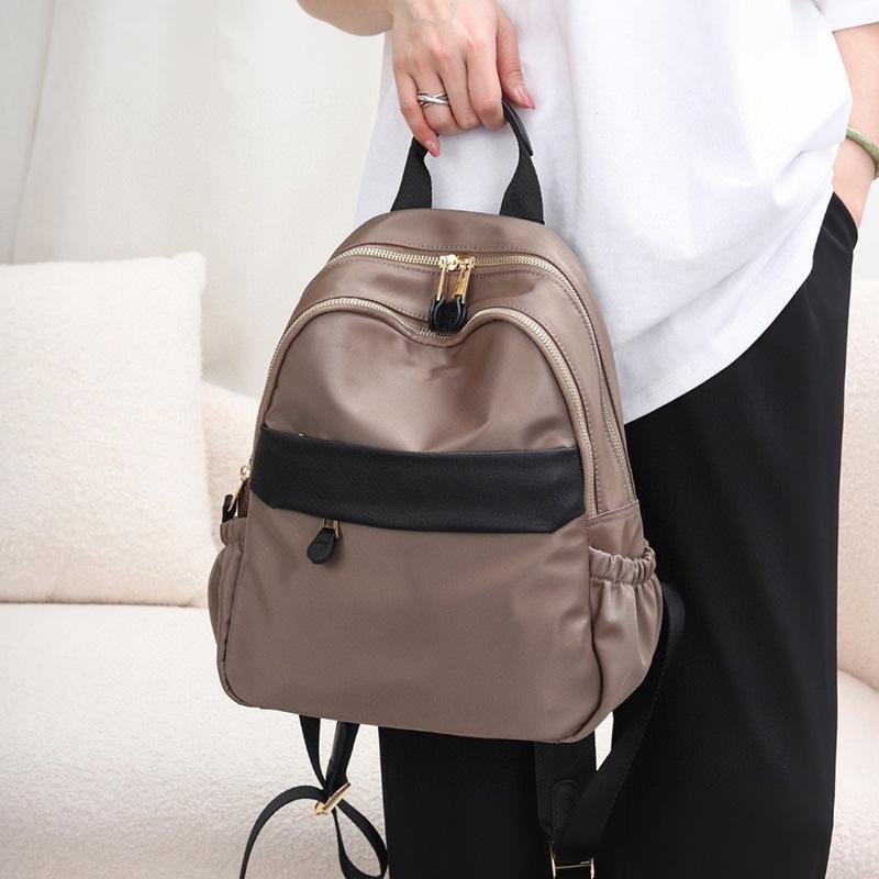 Mochila Mujer Moda Tela Oxford con Cuero Mujer Viaje Trabajo Lona Mochila Ligera