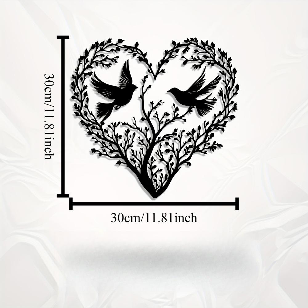 

1pc Metal Wall Art Heart Tree Birds Romantic Mural Statue Valentine Wedding Gift Nature Decor Lovers Rust Resistant 12in