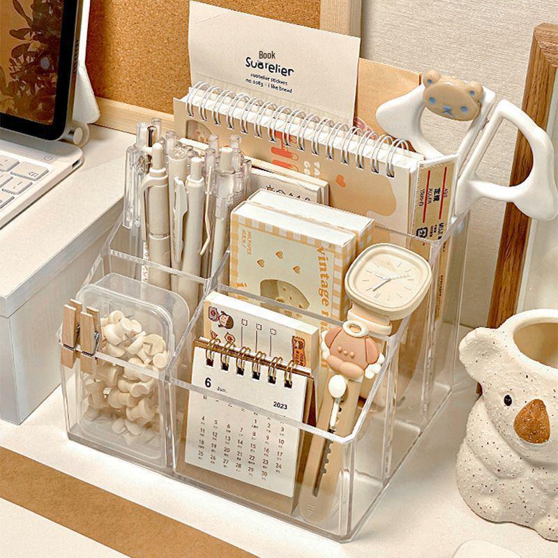 Acrylic Five-Grid Transparent Cosmetic Organizer with Diamond Pattern