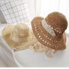 Casual Hand Crocheted Lace Elements Women's Sun Hat With Big Brim For Beach Holiday