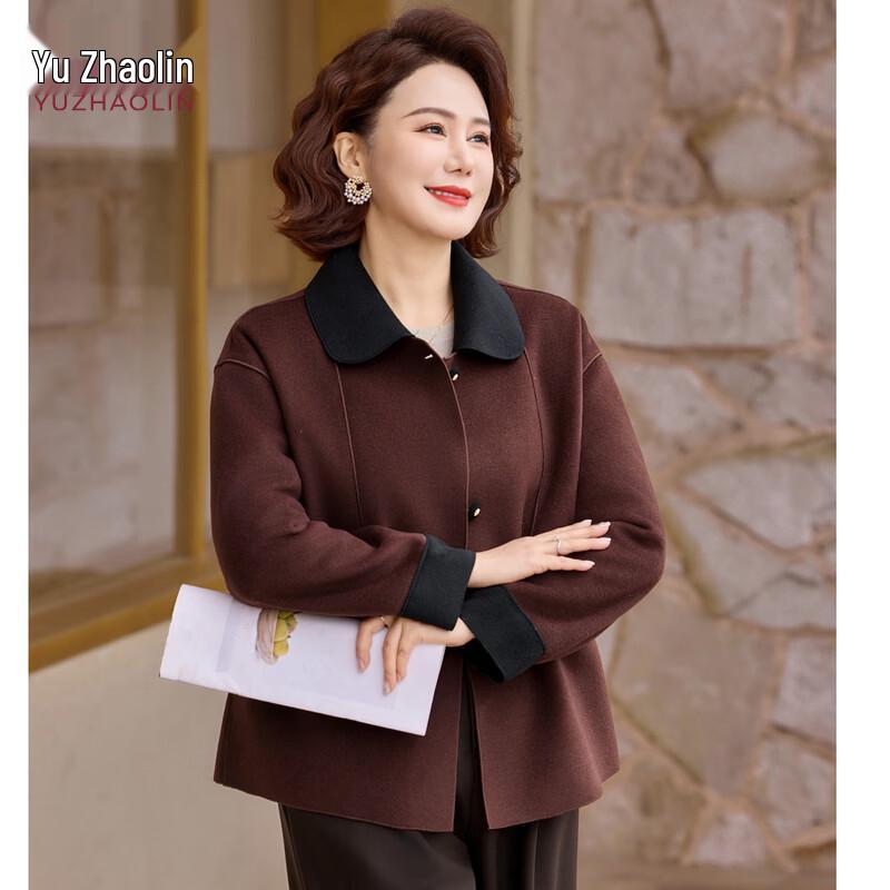YUZHAOLIN Women s Elegant Lapel Wool Blend Jacket 2XL