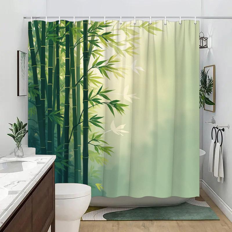 

Элегантный бамбуковый лес с нежными птицами водонепроницаемая шторка для душа для декора ванной комнаты W90XH180cm