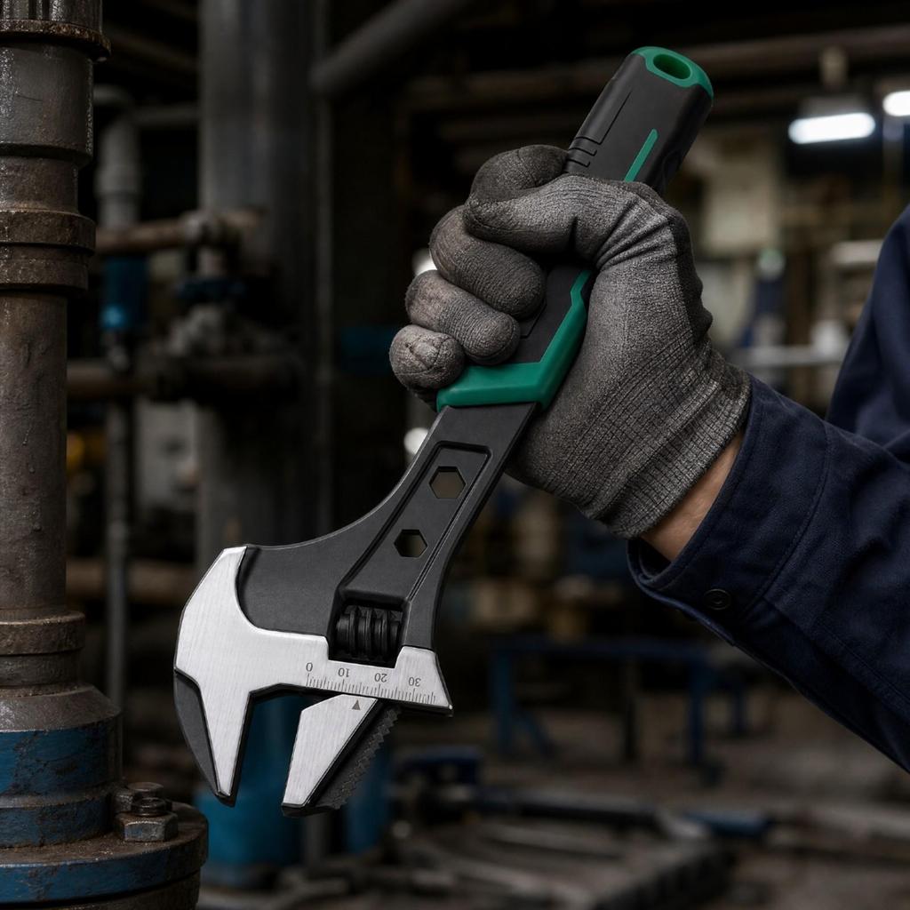 Multifunctional Adjustable Wrench NonSlip Grip with Side Hand Tool for Plumbers,