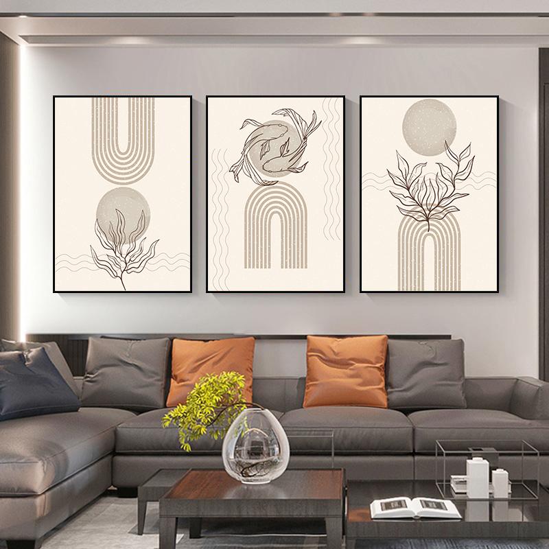 Bohemian Canvas Poster Vintage Minimalist Line Leaf Wall Art Geometric Prints For Modern Living Room Home Decor Unframed