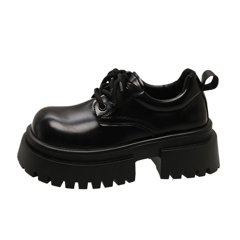 Big head lace-up small leather shoes women's 2025 spring new platform versatile British college style retro jk loafer single shoes
