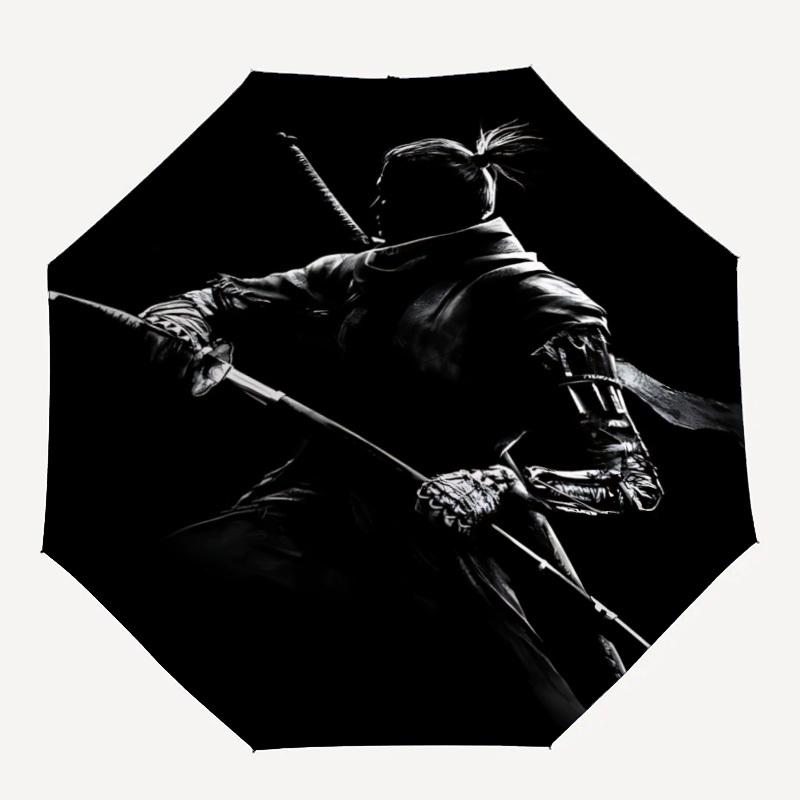 

1pc Sekiro Shadows Automatic Umbrella 8 Rib Portable Folding Black Iron Frame for Outdoor, Beach, Travel, Beach Umbrella 216