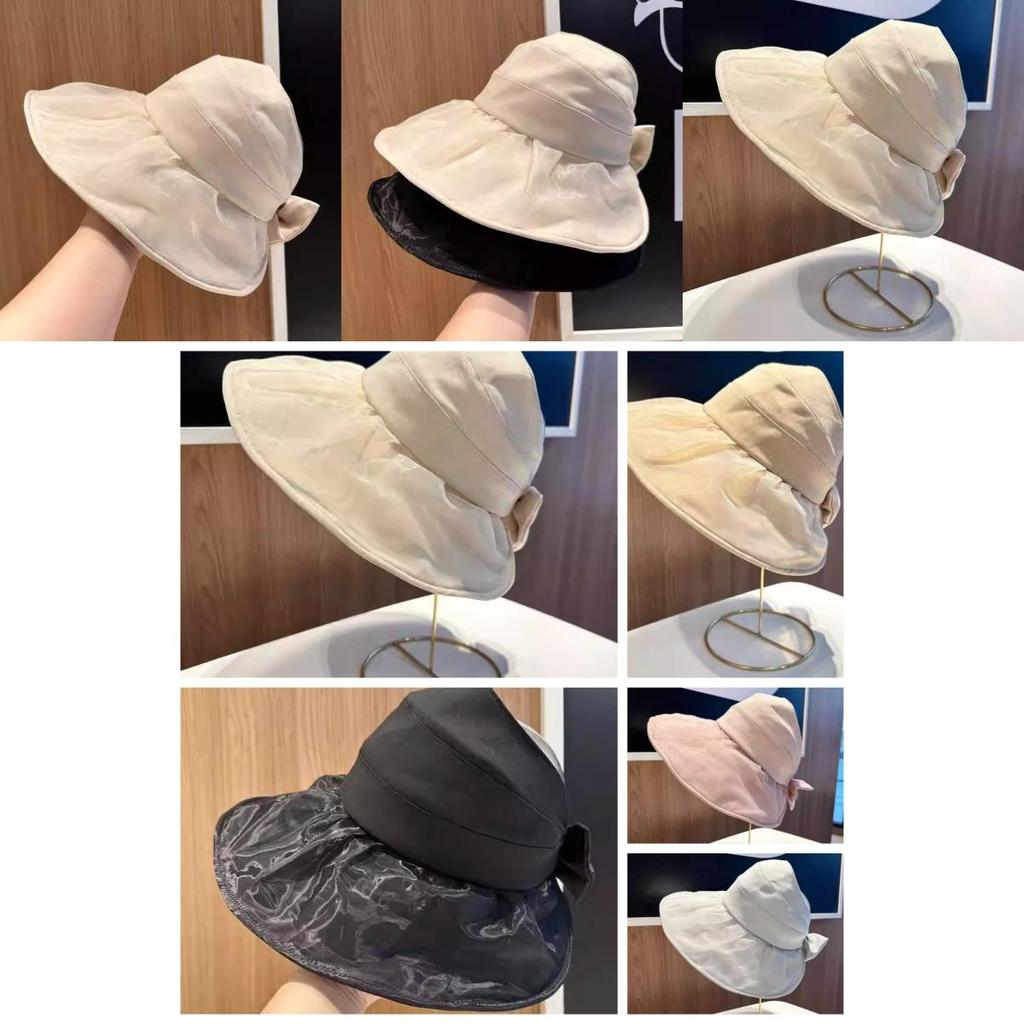 Fashionable Women's Summer Sun Hat With Big Brim Butterfly Bow Outdoor Cycling Sun-shading Cap