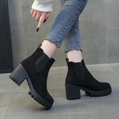 Women Boots Winter Boots Thick-heeled Shoes Ankle Boots Non-slip Martin Shoes Women Winter Boots Shoes Suede Boots Plus Size 35-43