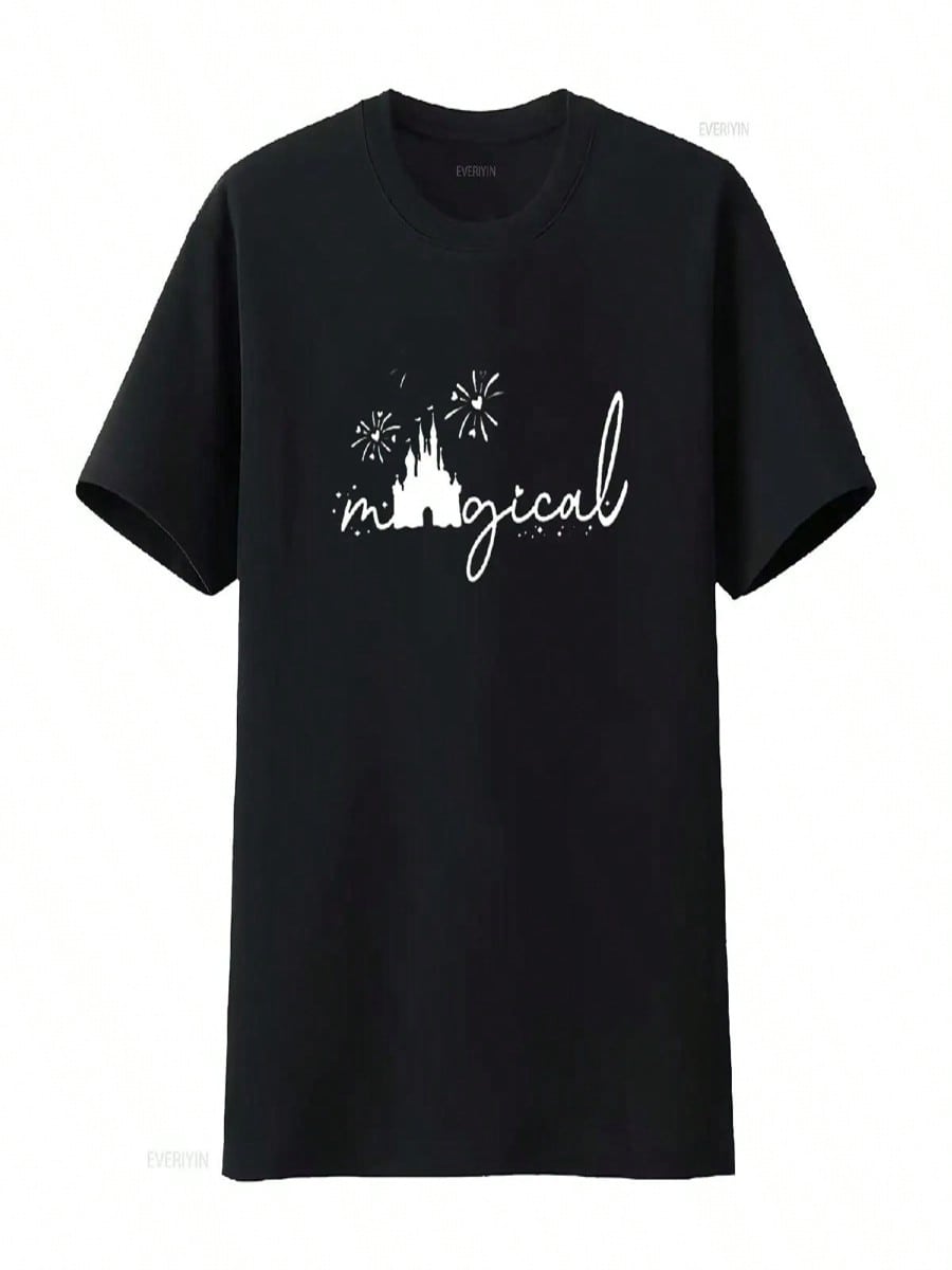 Magical T Shirt For Women Magic Kingdom Castle Casual Holiday Vacation Tops Vintage Washed Homme Versatile Unisex Stylish S разноцветный