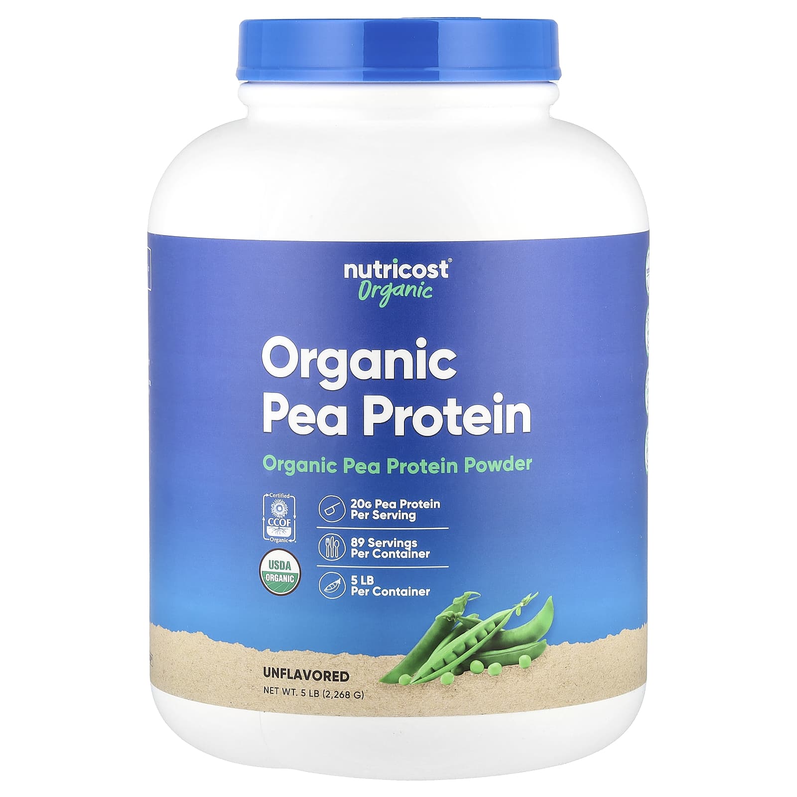 

Nutricost, Organic Pea Protein, Unflavored, 5 lbs (2,268 g)