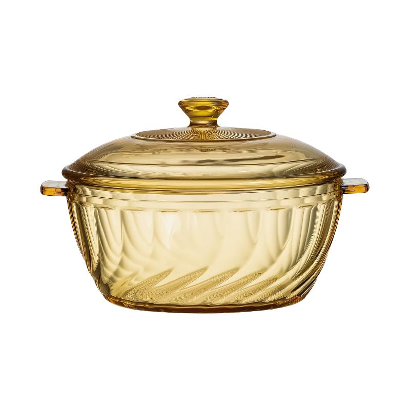 High Borosilicate Glass Double-Handle Serving Bowl with Lid