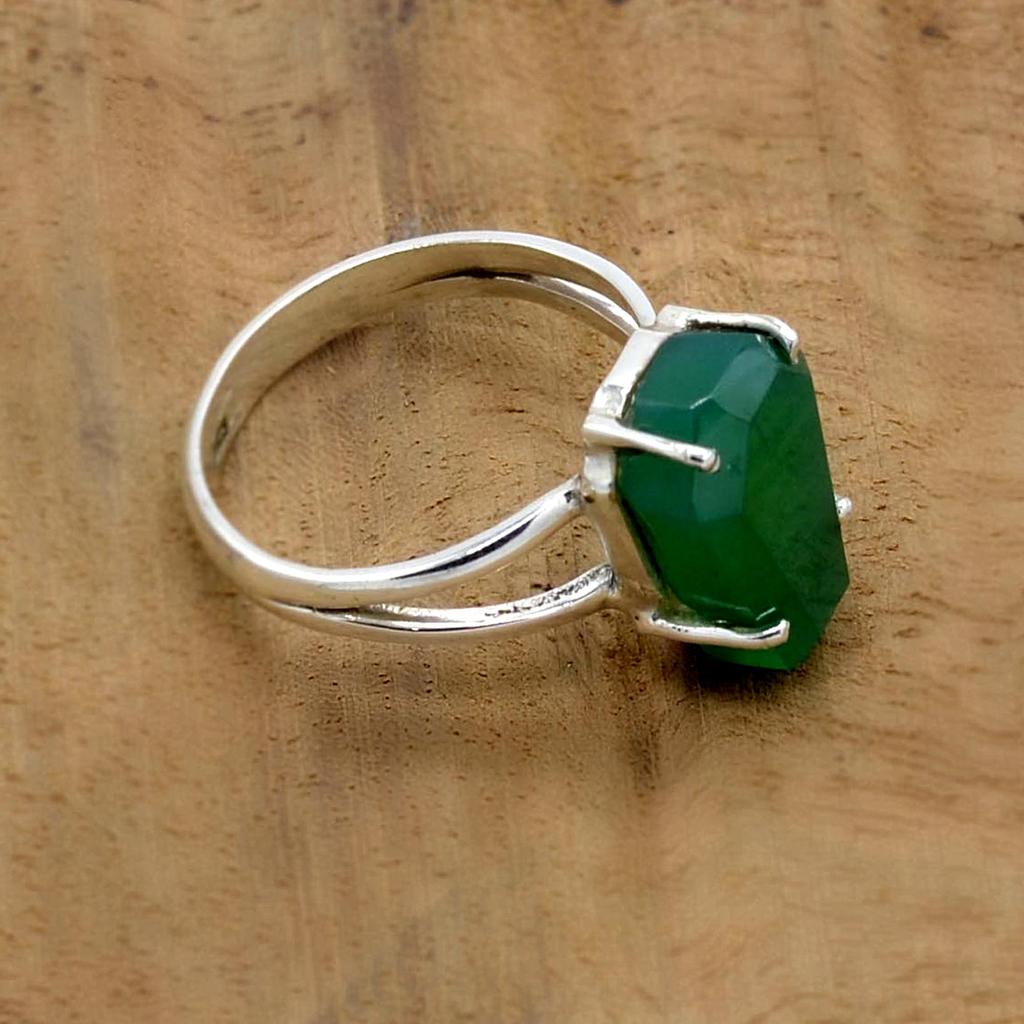 Prsten na rakev ze stříbra ze zeleného Onyxu 925, Prsten s drahokamem Onyx,