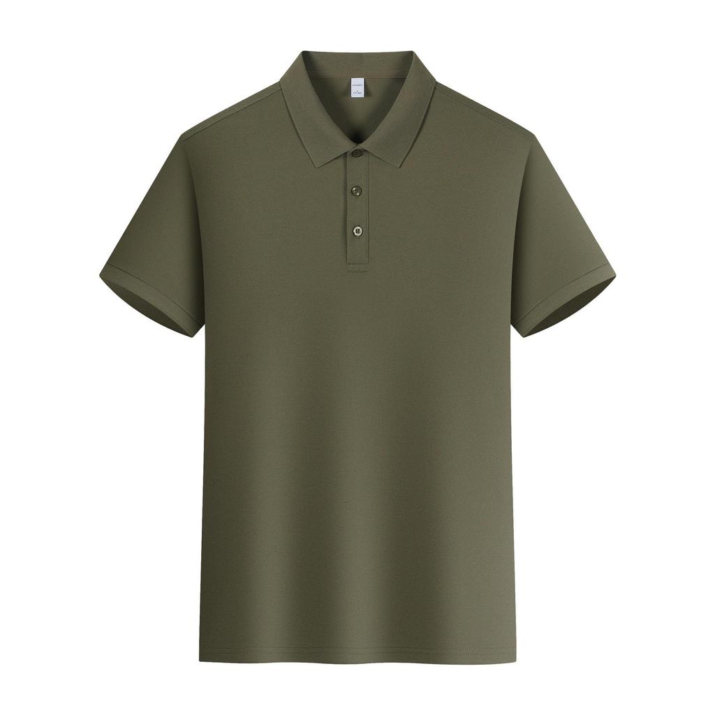 HS-3301: Light Luxury Cool Polyester Spandex Polo Shirt, Solid Color Lapel, New Short Sleeve T-shirt.