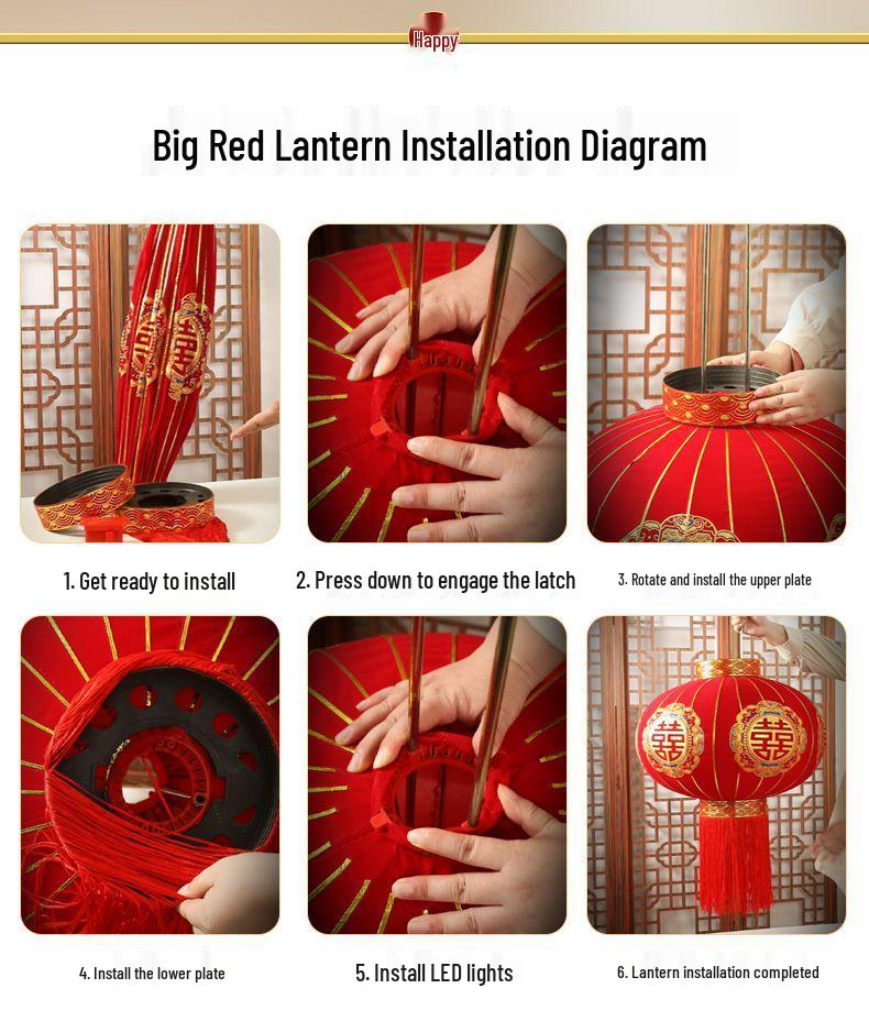 Red Xi Wedding Lanterns for Outdoor Front Door and Balcony Decoration