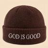 1pc God Is Good Christian Faith Warm Knitted Hat Unisex Skiing,Cycling,Gatherings and Daily,Giving Gifts To Family and Friends
