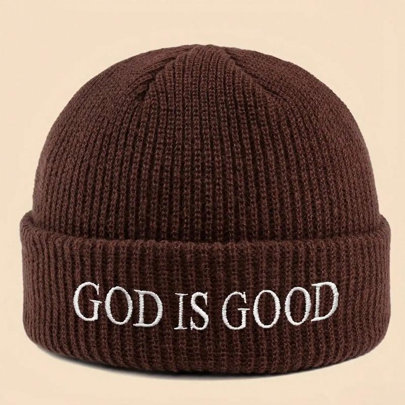 1pc God Is Good Christian Faith Warm Knitted Hat Unisex Skiing,Cycling,Gatherings and Daily,Giving Gifts to Family and Friends