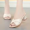 Fashion Women Slipper's 2025 Ladies Summer Slippers Shoes Women High Heels Fashion Female Sandals Genuine Leather Summer Shoes