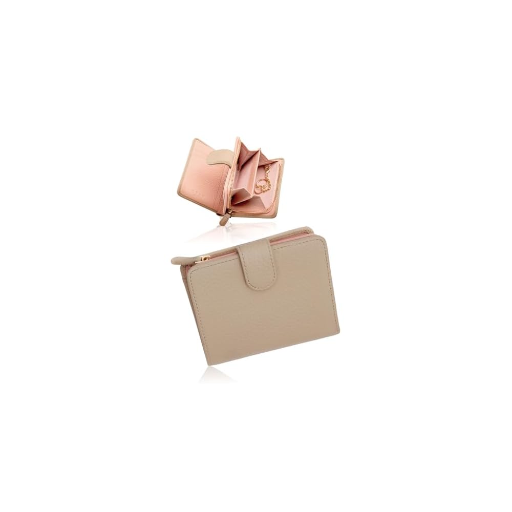 GRAV Women's Bi-fold Wallet, Soft Genuine Leather, L-shaped Zipper, Holds 11 Cards, Anti-skimming,