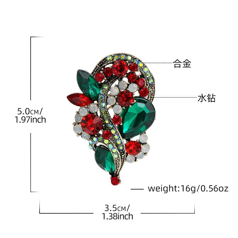 Fashion High-end Brooch Female Retro Design Niche Full of Diamonds, Plants, Flowers, Crystal Brooch Jewelry, Pin Buckle