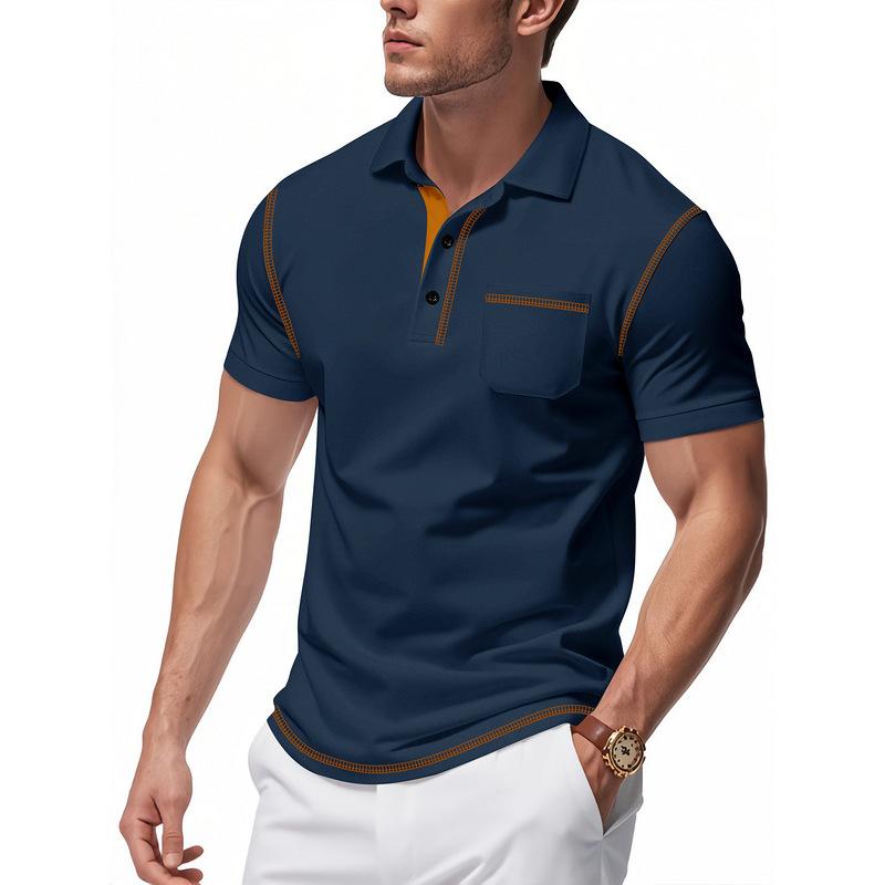 Mens Short Sleeve Polo Shirts Button Down Golf Shirts Super Stretch Fashion Casual Raglan Shirts