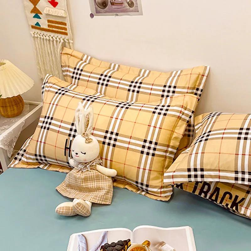 Pillow Cover Pair Pack Cotton Print Pillow Cover Couple Bedding 48*74cm