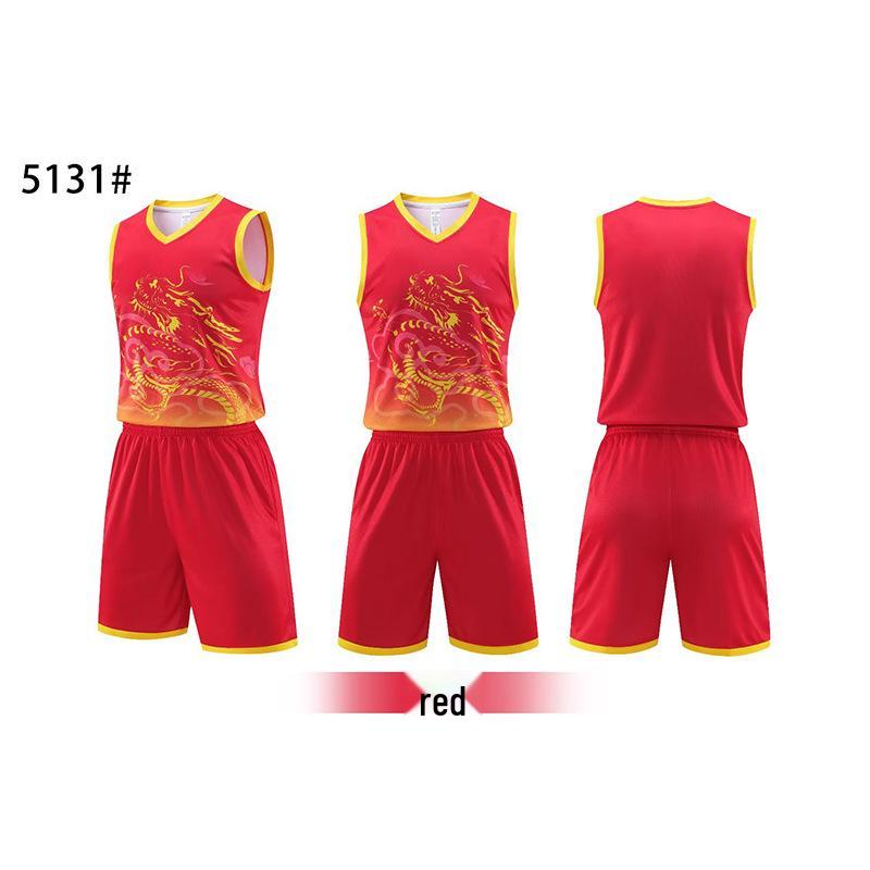 Men s Dragon Boat Basketball Uniform Set - Duanwu Festival Training Vest with Dragon Pattern & Number Printing. XL