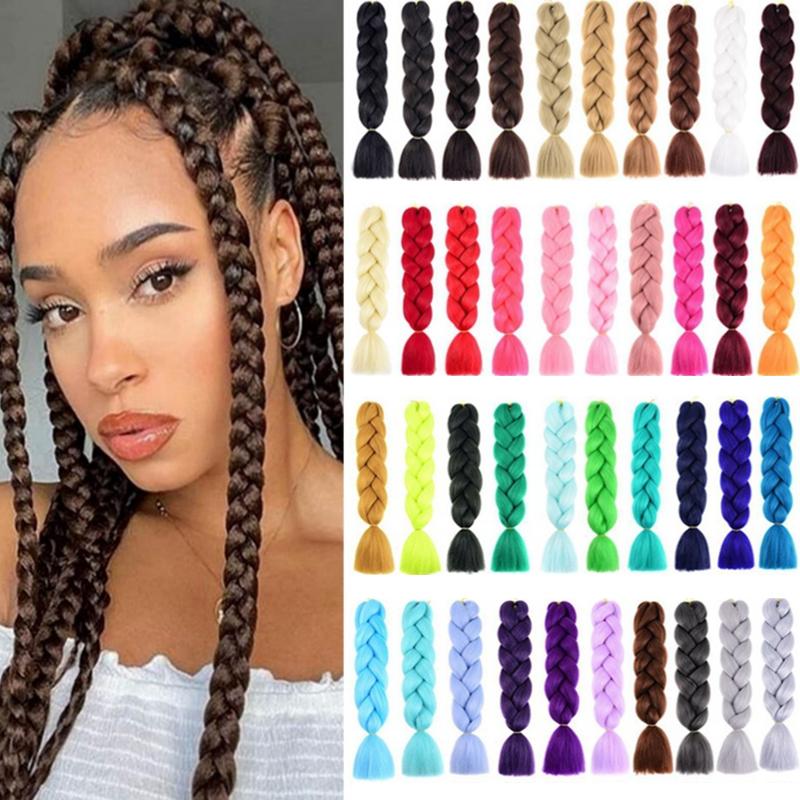 Jumbo Braiding Hair Long 24 Inch Hair Extensions Solid Color Synthetic Braids Hair Twist Braiding Hair For Women