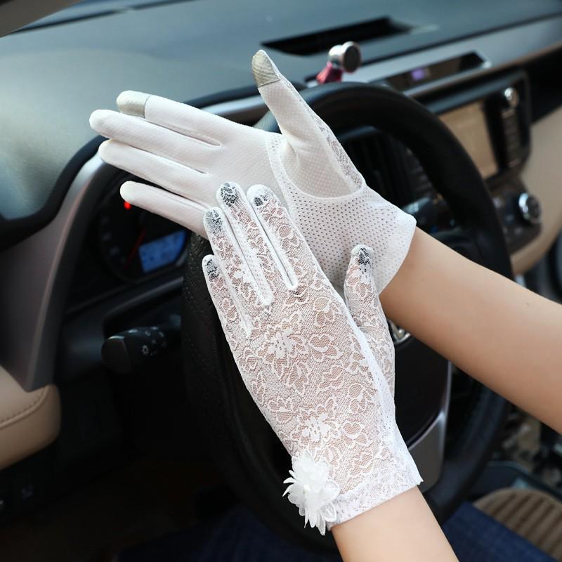 Women's Lace Flower Sun Protection Driving Gloves - Breathable, Lightweight, Touchscreen-Compatible for Outdoor Cycling