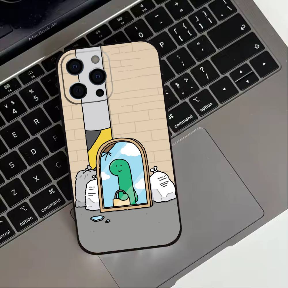 JOGUMAN Studio Dinosaur Cut Phone Case For iPhone 17,16,15,14,13,12,11 Plus,Pro Max,XS,Soft Silicone Black Cover