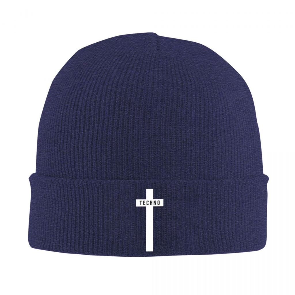 Techno Cross Personalized Warm Knitted Bonnet Caps Men Male Fashion Winter Beanies Hats