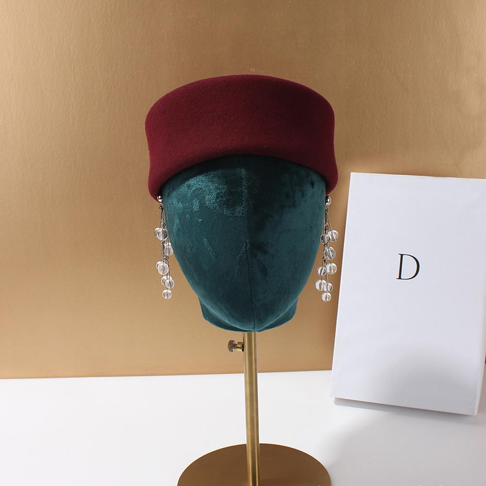 Winter Damen Hardtop Barett Hut Großbritannien Herbst Weiß Schwarz Wollfilz Pillbox Hut Retro Elegant Fedora Malerhut Damen Baretts