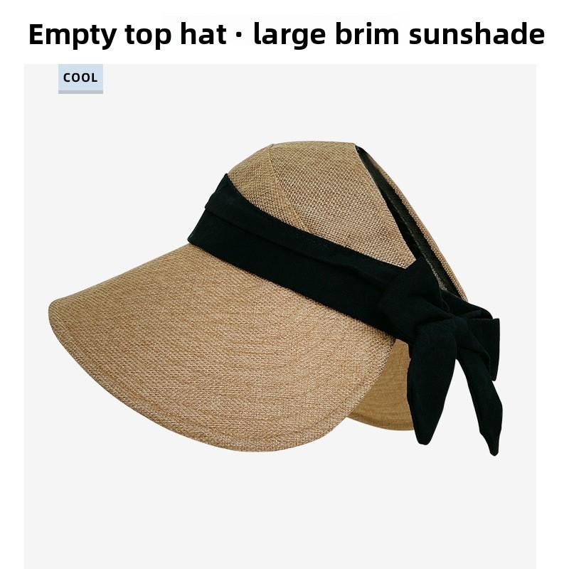 

Cotton Linen Wide Brim Sun Hat With Bow Decoration For Women Summer Beach Sun Protection