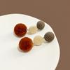 Small Fresh Winter Color Matching Flocking Hairball Girl Stud Earrings Soft Round Plush Cute Earrings Woman