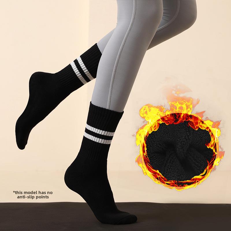 Striped Non-Slip Cotton Yoga Socks - Mid-Tube for Indoor Fitness & Pilates
