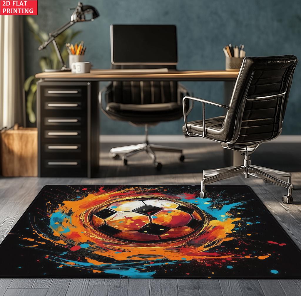 Watercolor Splash Soccer Large Room Carpet Non Slip Cartoon Kids Bedroom Living Room Floor Mat Home Decor Children's Play Carpet