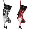 Red Stylish And Gray Checkered Heart Christmas Stockings For Elegant Decor Holiday