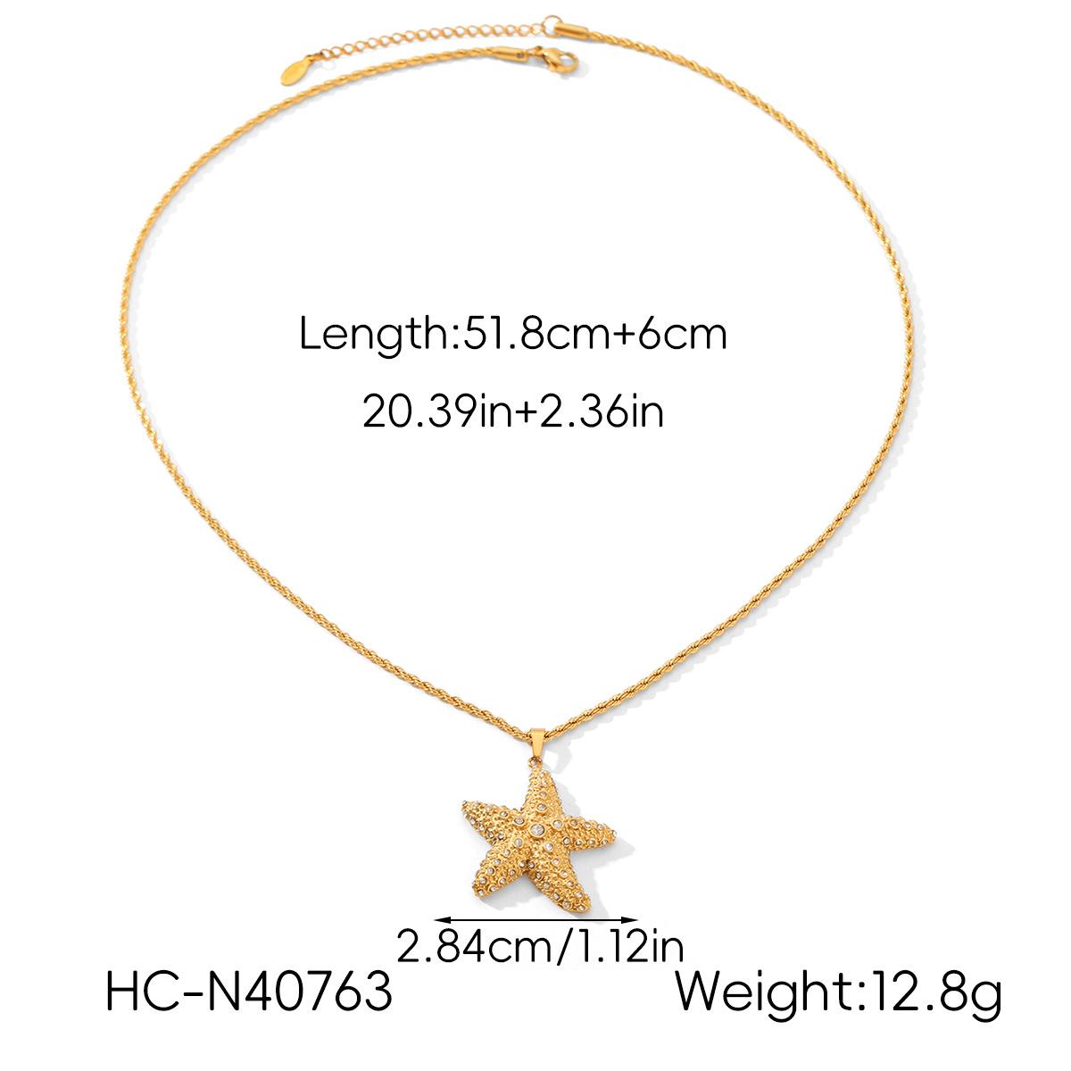 Diamond-encrusted star necklace, light luxury versatile five-pointed star stud earrings, fade-resistant versatile jewelry