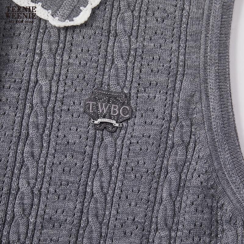 Teenie Weenie Women's Bear Letter Polo Knit Top