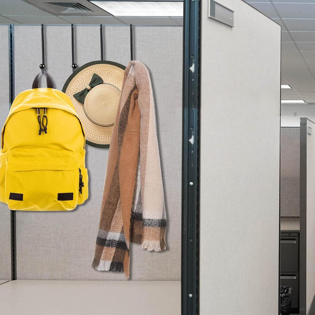 6 Pack Cubicle Hooks, Double Cubicle Accessories Hanging Hook for Partition Wall Cubicle Panel, Black Cubicle Hangers for Office to Hanging Coats,