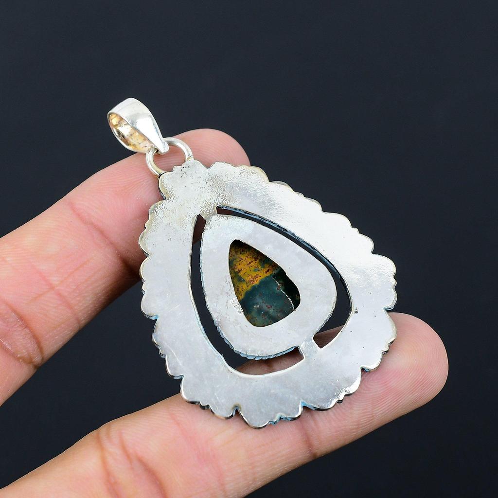 Pendente Gioiello in Argento Sterling con Pietra di Diaspro Sanguigno per Compleanno Fidanzamento Moglie