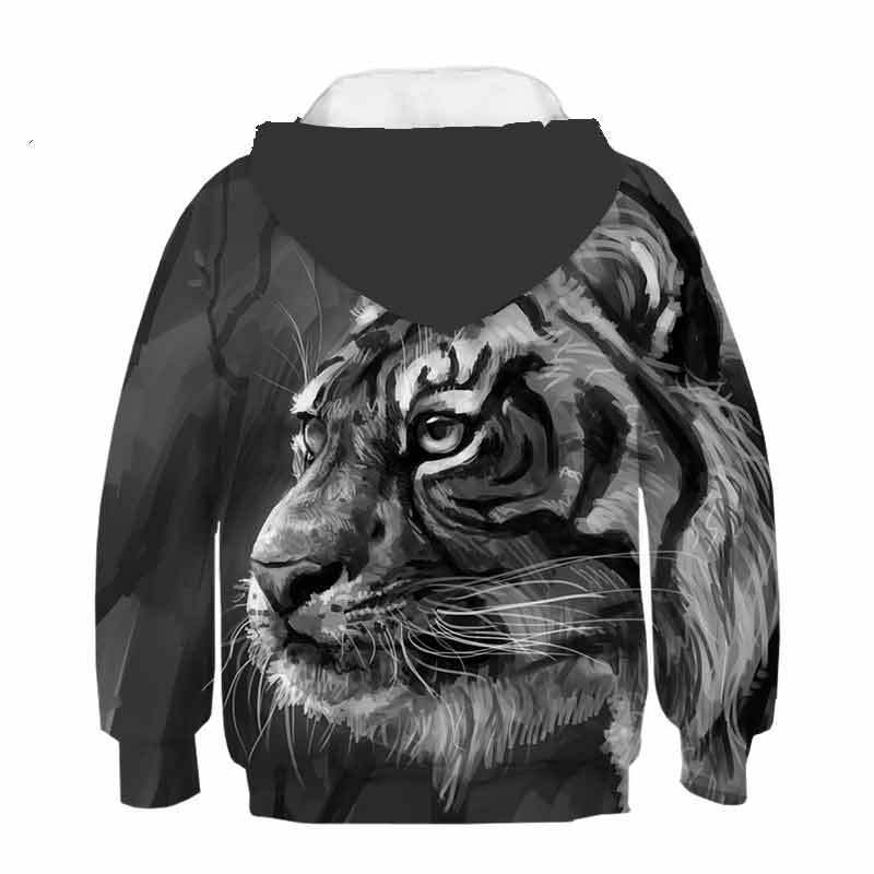 Autumn 3D Animal Tiger Pattern Printed Top Fashionable Casual Long Sleeved Children's Boy Hoodies