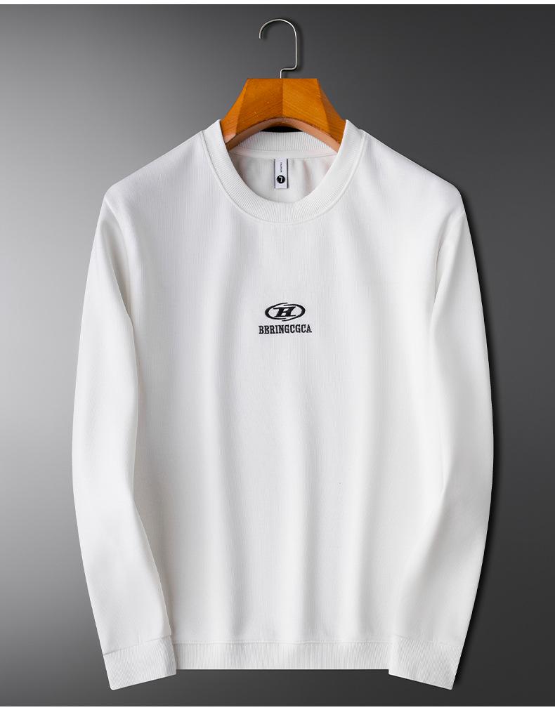 Herren Schwergewicht Gestickter Sport-Hoodie, Herbst/Winter 2025, Rundhals, Leicht lockere Passform