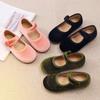 New 2024 Autumn Children Princess Shoes Girl's Ballet Flats Fashion Concise Style Velvet Shallow Elegant All-match Kids Flats