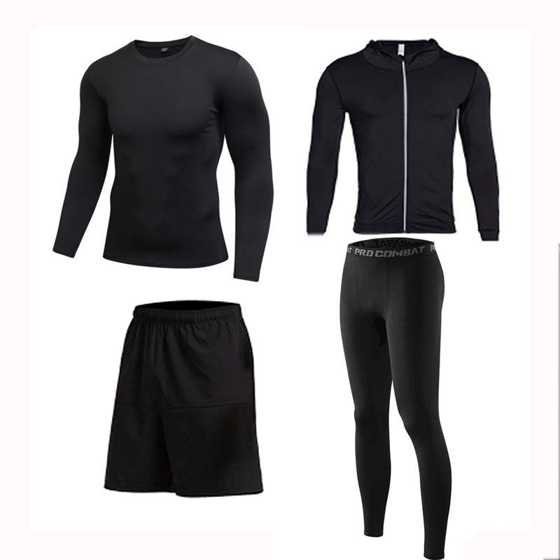 Men's Quick-Dry Basketball Compression Sportswear Set - 3 or 4 Pieces for Autumn/Winter Running