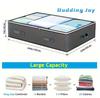 Bedside Storage Box With Lid, Under-Bedside Storage Bag With Transparent Window Reinforced Handles For Clothes, Bedding