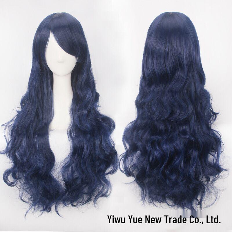 

Европейские и американские косплей-парики, цветные аниме-парики, высокотемпературное волокно, 80 см длинные кудрявые волосы, пуговицы для внешней торговли